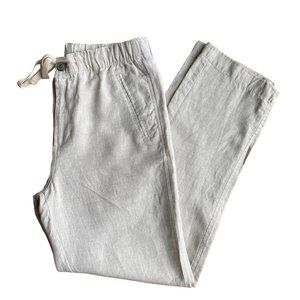 Tasso Elba Island Small Women's Pants Neutral Linen Elastic Waistband Drawstring